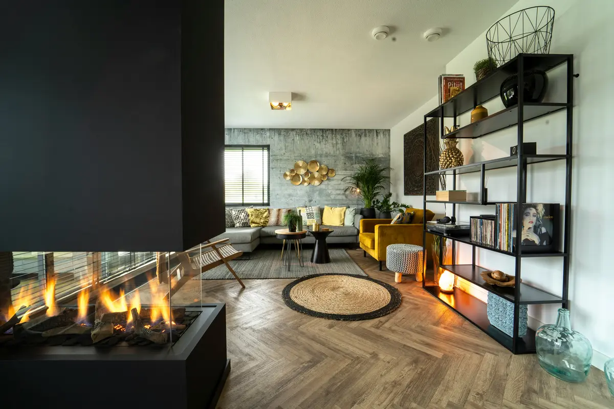 Modern gas fireplace installed in a Dallas living room