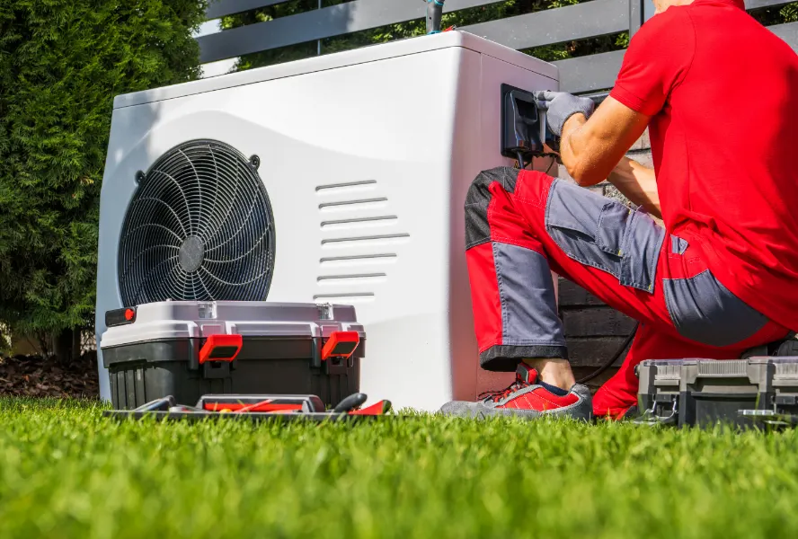 Residential cold-climate heat pump outdoor unit installed at a Dallas home